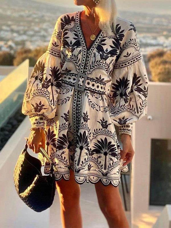 Robe courte de plage ample imprimée